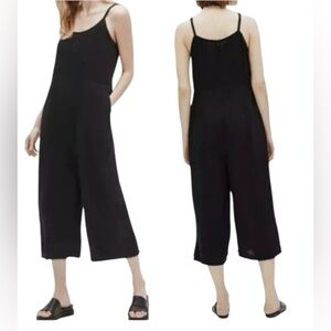 EILEEN FISHER Organic Cotton Gauze Cami Jumpsuit in Black Sz XXS